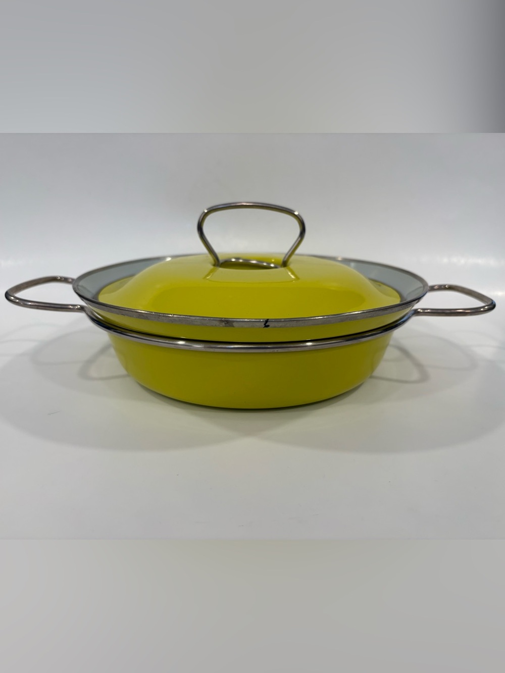 Mid-Century Modern MES Yellow Enamel Covered Casserole Pot German 60